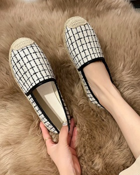Lounger Korean style shoes weaving low flattie for women