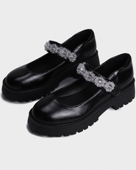 British style spring rhinestone leather shoes