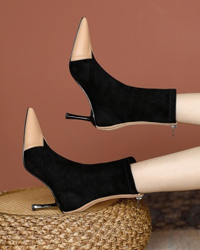 Elasticity sexy fine-root boots high-heeled winter socks