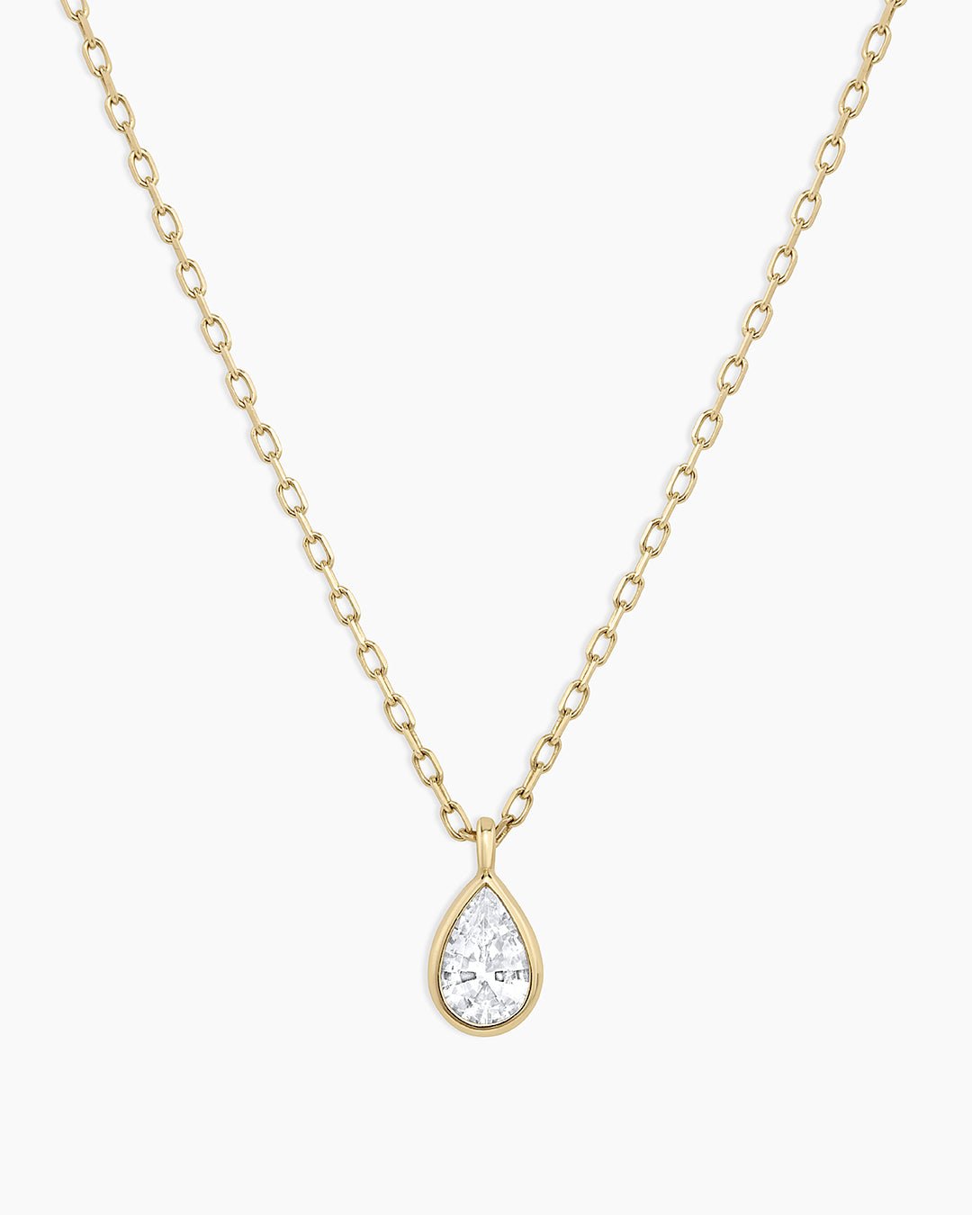 White Sapphire Pear Charm Necklace